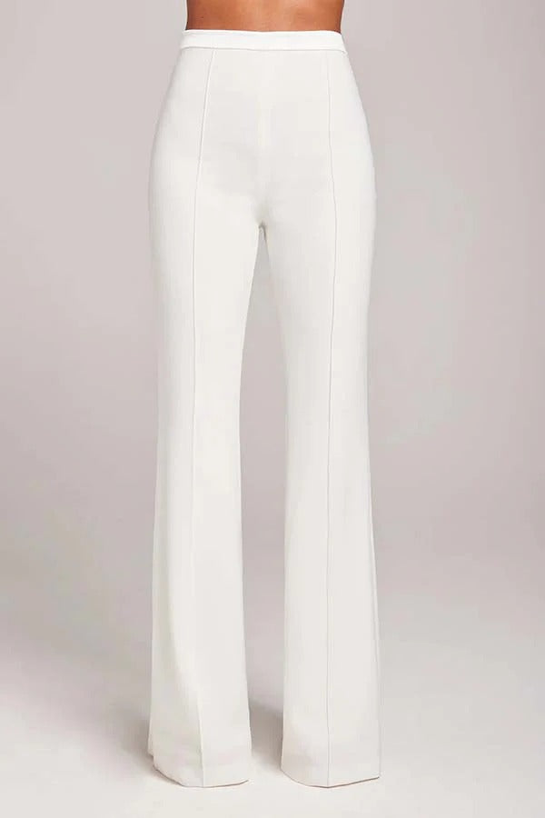 Women Power High Rise Side Zipper Flare Slim Fit Pants