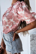 Cute Red Flower Print Shirt