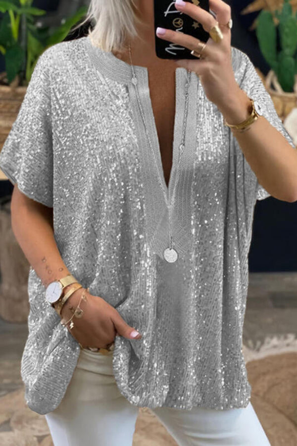 Solid Casual V-Neckline Half Sleeve Blouses