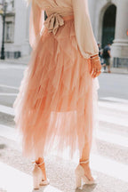 Allegro Ruffle Tulle Midi Skirt Grey Blue