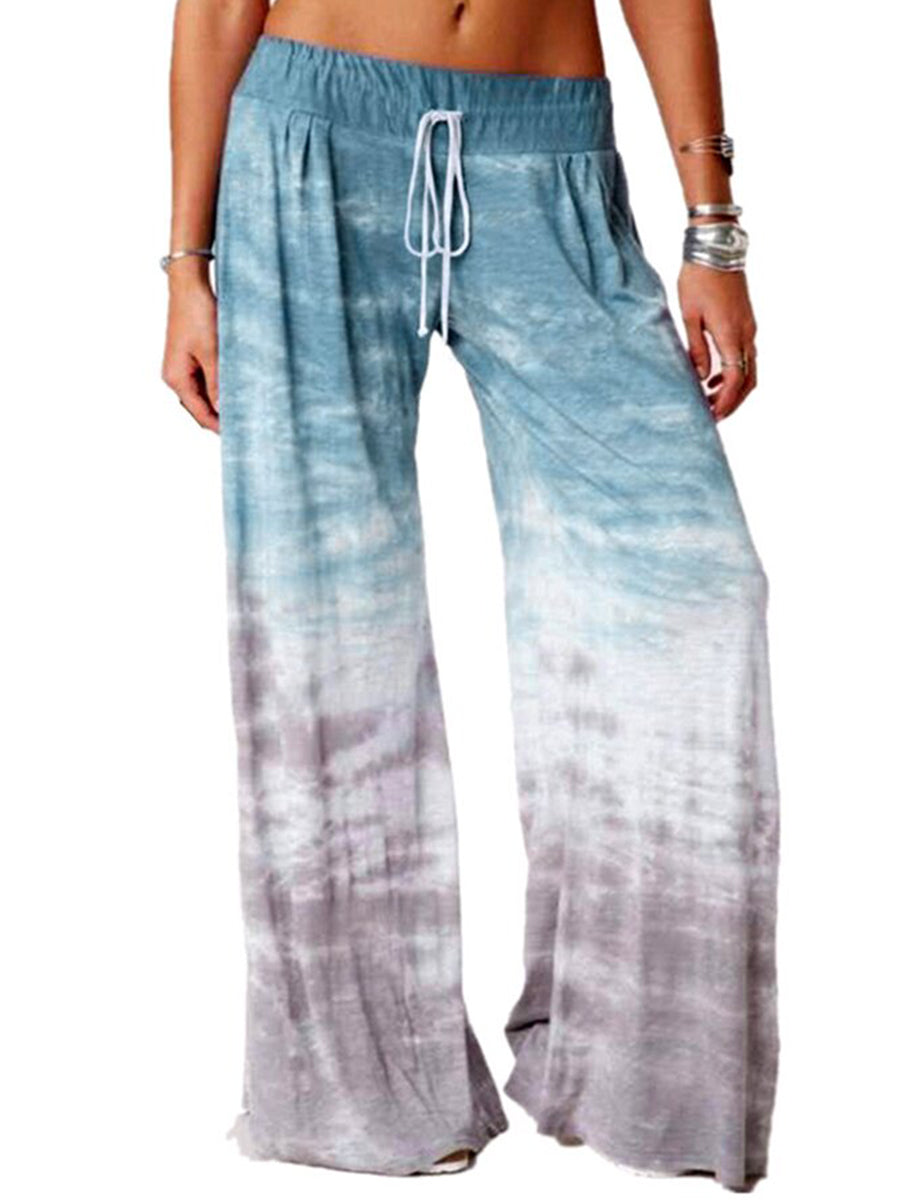Loose Gradient Printed Yoga Wide Leg Sports Pants