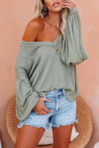 Deep V-neck Long Sleeve Printed Dress