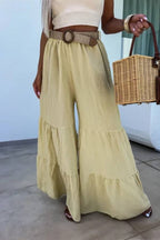 Casual elastic pants high waisted flared pants