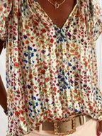 Stylish Floral Print V Neck Shirt