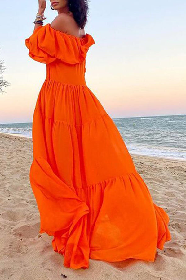 Vacation Strapless Solid Color Dress