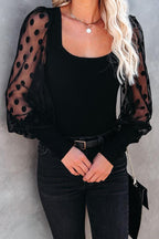 Contrast Polka Dot Sleeve Knit Top