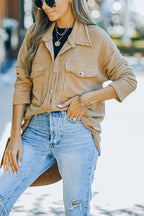 Stitching Casual Loose Single-breasted Mid-length Shirt