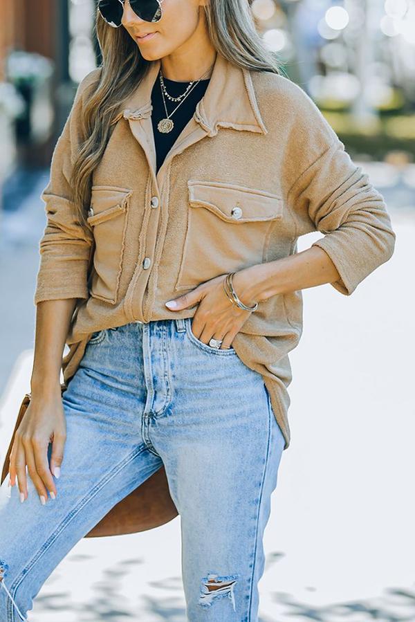 Stitching Casual Loose Single-breasted Mid-length Shirt