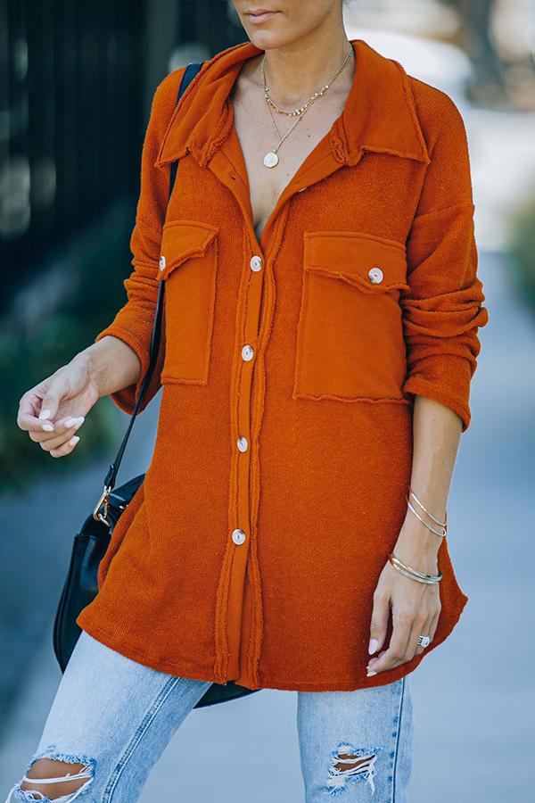 Stitching Casual Loose Single-breasted Mid-length Shirt