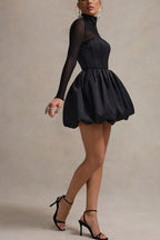 Fitted Bubble Hem Mesh Mini Dress