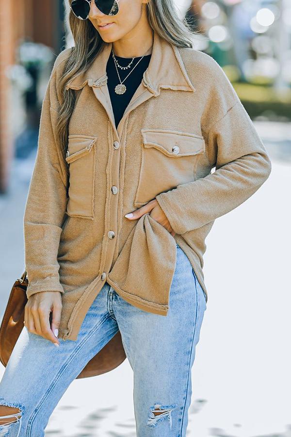 Stitching Casual Loose Single-breasted Mid-length Shirt