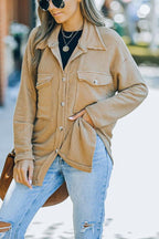 Stitching Casual Loose Single-breasted Mid-length Shirt