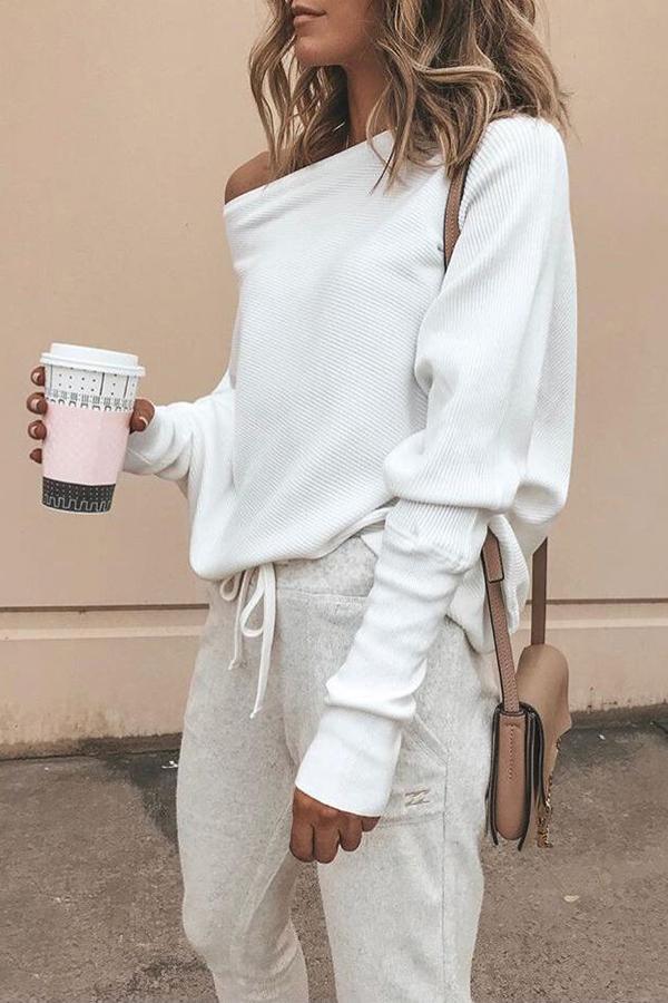 Ribbed Off Shoulder Top