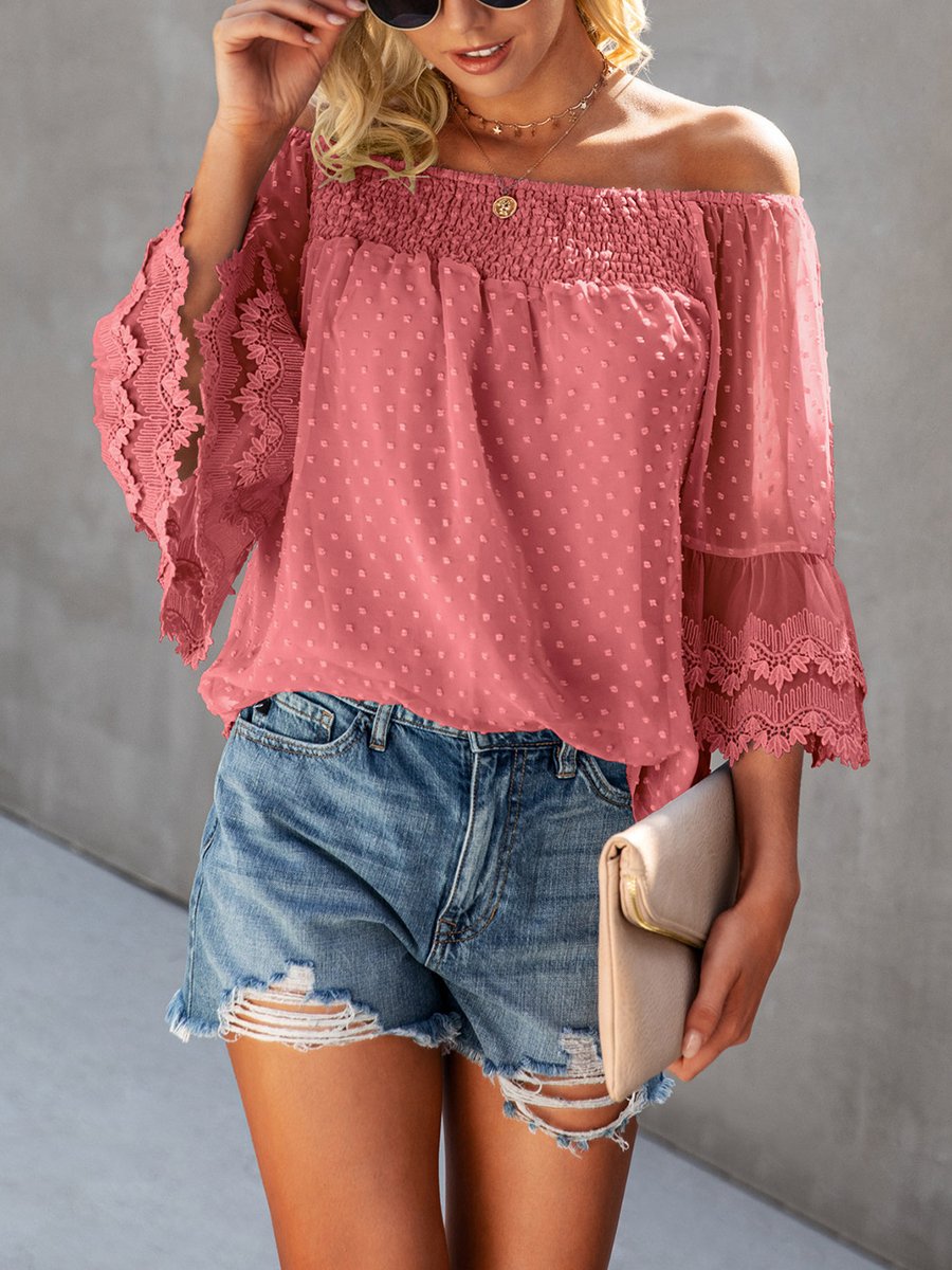 One Shoulder Solid Chiffon Top