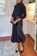 Satin midi skirt