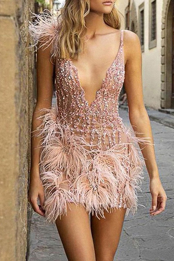 V-neck Sling Fashion Sexy Slim Mini Dress