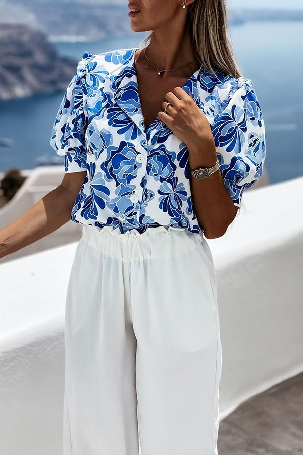 Cute Red Flower Print Shirt