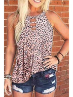 Casual Round Neck Leopard Print Camisole