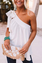 Solid One-shoulder Straps Loose Top