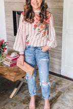 Floral Ruffle Trim Top