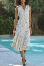 Jasmina Polka Dot Polka Jacquard Elastic Waist Flare Midi Skirt
