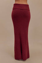 Charlotte Knit Ribbed Waist Fishtail Stretch Maxi Skirt