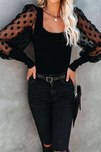 Contrast Polka Dot Sleeve Knit Top