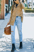 Stitching Casual Loose Single-breasted Mid-length Shirt
