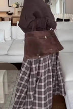 Retro plaid flowing maxi skirt