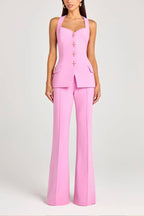 Women Power High Rise Side Zipper Flare Slim Fit Pants