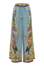 SMYRNA UNIQUE HEAVEN BIRD PRINT ELASTIC WAIST POCKETED WIDE LEG PANTS