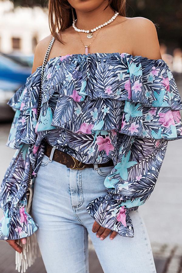 Floral Print Off-shoulder Top