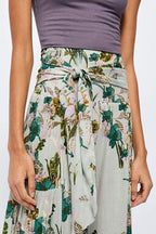 Printed Women's Loose Beach Wide Leg Lace-up Trousers
