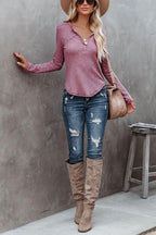 V-Neck Long Sleeve Top