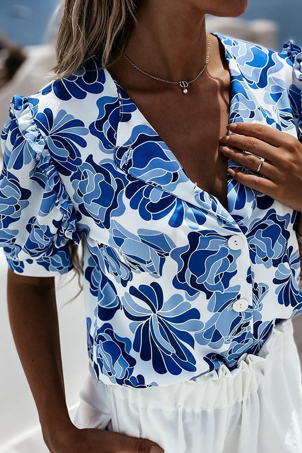 Cute Red Flower Print Shirt