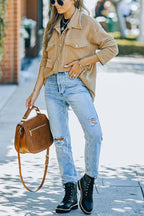 Stitching Casual Loose Single-breasted Mid-length Shirt
