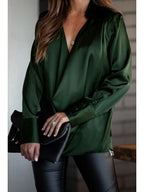 Long Sleeve Solid Color V-Neck Top