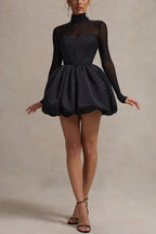 Fitted Bubble Hem Mesh Mini Dress