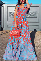 Graphic Print Loose Knotted Maxi Dress