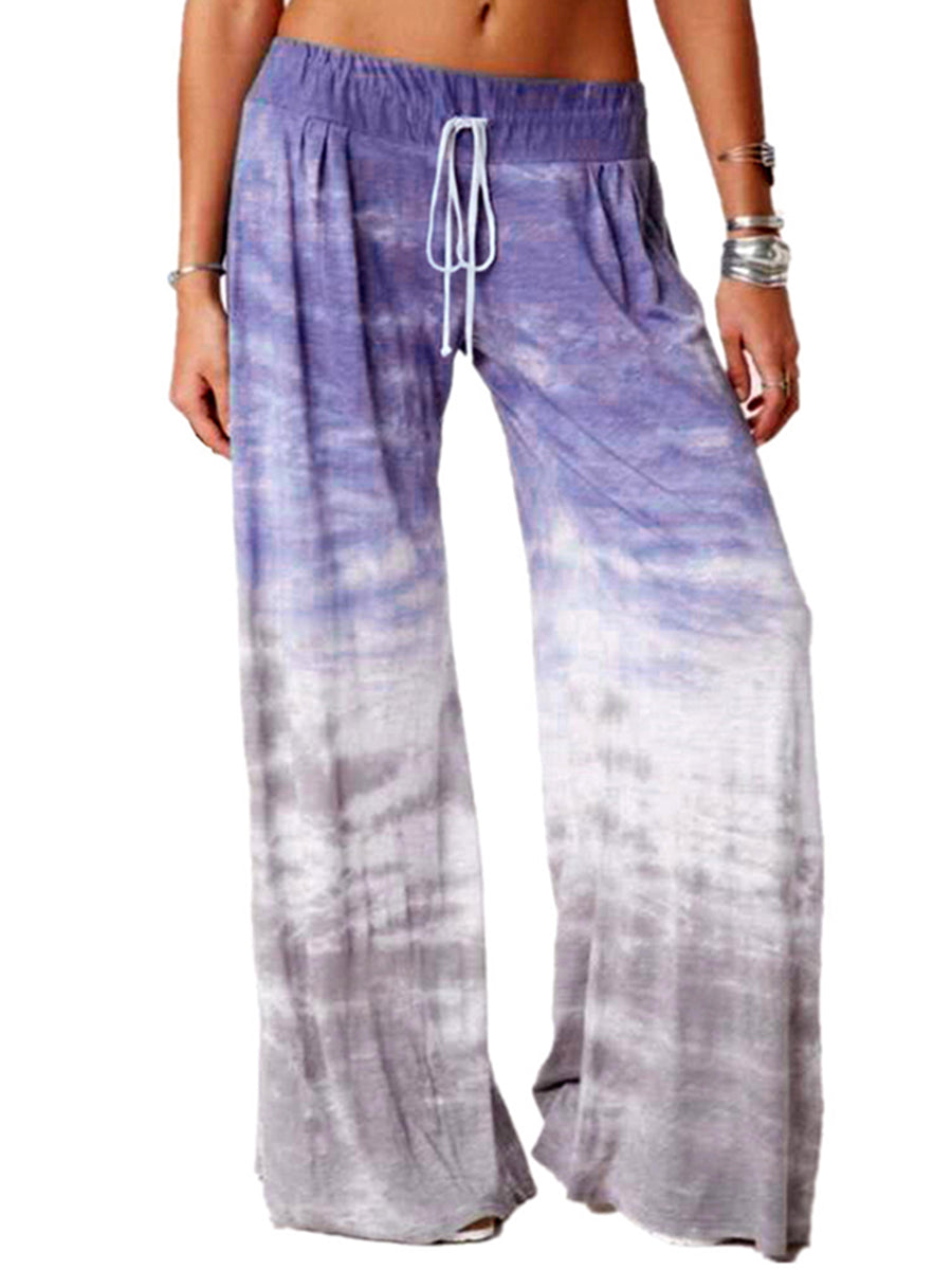 Loose Gradient Printed Yoga Wide Leg Sports Pants