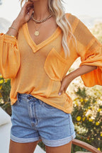 Deep V-neck Long Sleeve Printed Dress