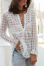 Lace See-through Solid Color Top