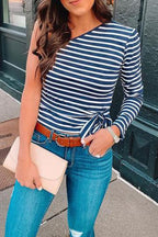 One-Shoulder Striped Wrap Top
