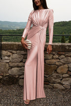 Long Sleeve Twist Front Maxi Dress