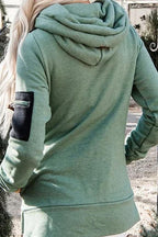 Baggy Irregular Contrast Color Long Sleeves Hooded