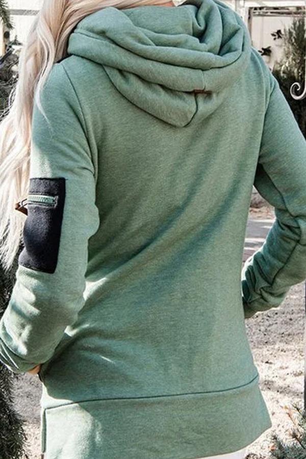 Baggy Irregular Contrast Color Long Sleeves Hooded