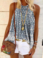 Halterneck Boho Print Loose Camisole