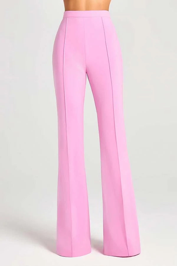 Women Power High Rise Side Zipper Flare Slim Fit Pants