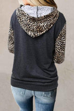 Patchwork Mandarin Collar Hooded Sweatshirt