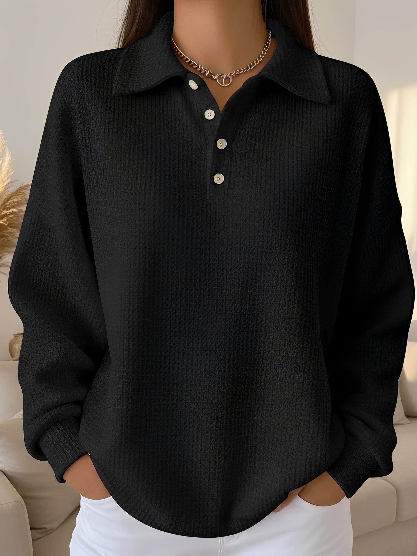 Sofia | Textured Polo Sweater